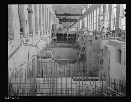 Tennessee Valley Authority. Scroll case walls for two generators at a new addition to the TVA's hydroelectric plant at Wilson Dam. Located near Sheffield, Alabama, 260 miles about the mouth of the Tennessee River, the dam has an authorized power installation of 288,000 kilowatts, which can be increa
