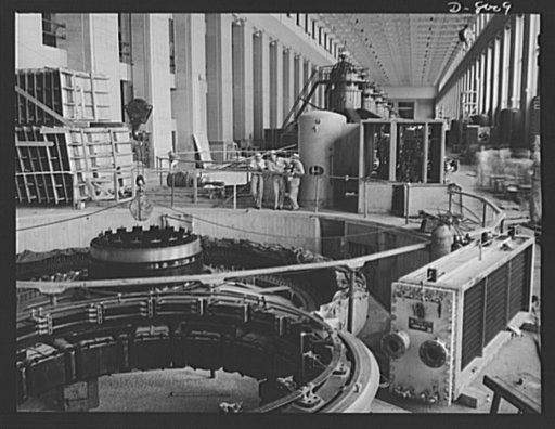 Tennessee Valley Authority. A partly completed generator in the new addition to TVA's hydroelectric plant at Wilson Dam. A long line of completed generators extends back the full length of the room. Located near Sheffield, Alabama, 260 miles above the mouth of the Tennessee River, the dam had an aut