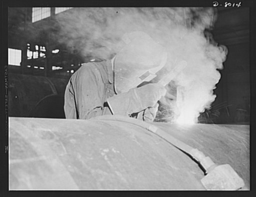 Production. Steam power plant equipment. An electric arc-welder runs a seam on a new high-pressure boiler. Steam boilers and other power-house equipment to supplement the hydroelectric installations of the Tennessee Valley Authority (TVA) system are produced in the large Chattanooga shops of the Com