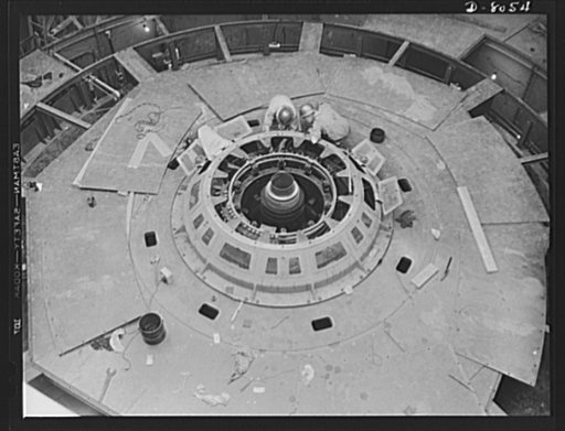 Tennessee Valley Authority. Watts Bar Dam hydroelectric plant. Adjusting main exciter brushes on the top of a generator in TVA's hydroelectric plant at Watts Bar Dam on the Tennessee River. Located 530 miles above the mouth of the Tennessee River, the dam has an authorized power installation of 90,0