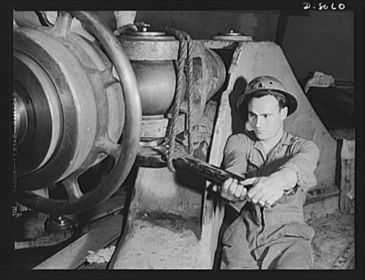 Tennessee Valley Authority. Watts Bar Dam hydroelectric plant. Tightening a nut on a guide vane operating servomotor in TVA's hydroelectric plant at Watts Bar Dam on the Tennessee River. Located 530 miles above the mouth of the Tennessee River, the dam has an authorized power installation of 90,000 
