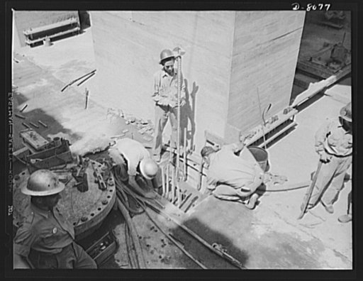Tennessee Valley Authority. Watts Bar Dam hydroelectric plant. Engineers give lines and grades for setting base plates at TVA's Watts Bar steam plant. This plant will supplement the big hydroelectric installation at Watts Bar Dam, which has an authorized output of 90,000 kilowatts, and a possible ul