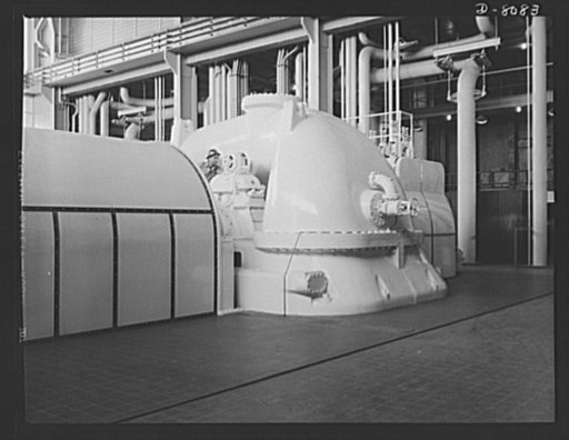 Tennessee Valley Authority. Watts Bar Dam hydroelectric plant. One of four tube-generating units which produce electric power at TVA's Watts Bar steam plant. This plant will supplement the big hydroelectric installations at Watts Bar Dam, which has an authorized output of 90,000 kilowatts, and a pos