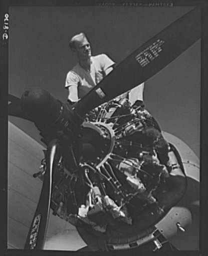 Production. C-47 transport planes. The flexible performance of C-47 transport plane is due to their 1200-horsepower radial engines and to three-blade variable pitch propellers. Picture taken at the Long Beach, California, plant of Douglas Aircraft Company. The versatile C-47 performs many important 