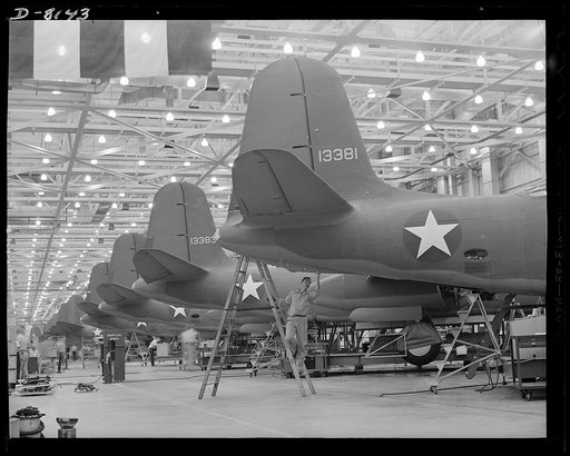 Production. A-20 attack bombers. Long lines of A-20 attack bombers roll ceaslessly, night and day, through the Douglas Aircraft plant at Long Beach, California. The A-20 is used by the American Air Force and the Royal Air Force (RAF) for hedge hopping and strafing operations against ground troops an