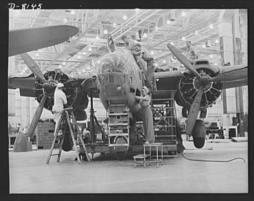 Production. A-20 attack bombers. Experienced assembly line workers of both sexes contribute to the production of A-20 attack bombers in the Douglas Aircraft plant at Long Beach, California. The A-20 is used by the American Air Force and the Royal Air Force (RAF) for hedge hopping and strafing operat