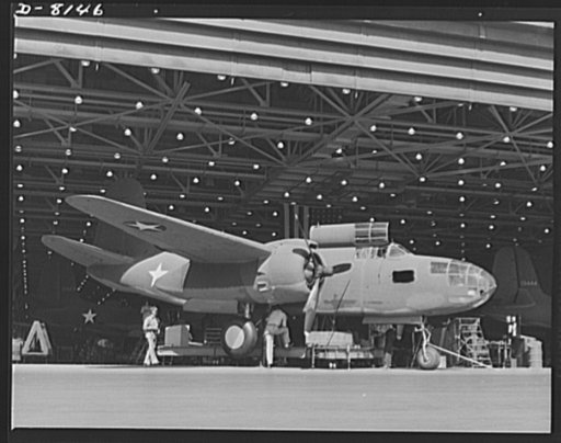 Production. A-20 attack bombers. Another Douglas A-20 attack bomber leaves the assembly line at the Long Beach, California, plant for transfer to the flight line and test flight before delivery to the Army. The A-20 is used by the American Air Force and the Royal Air Force (RAF) for hedge hopping an