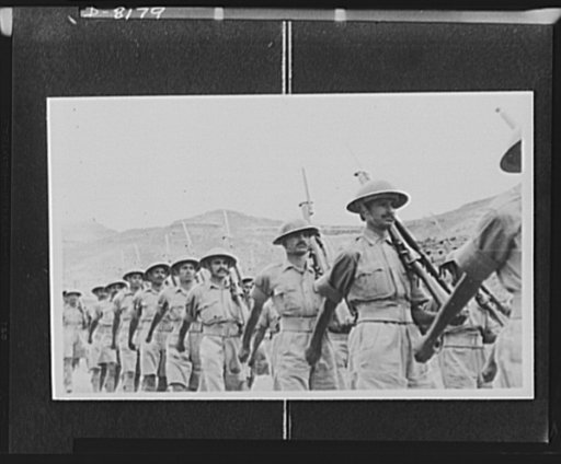 Indian troops in East Africa. A detachment from one of the Punjab regiments take up their position for the guard of honour for the march past the captured Italians from Amba Alagi area