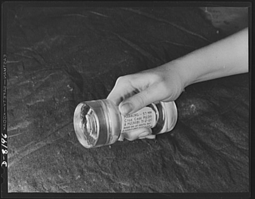 Conservation. Glass gauges replacing steel. Markings are carried on a label pasted on the handle of a glass plug gauge, which replace steel gauges at the Frankford Arsenal. Markings on other gauges are produced by acid etching. Glass gauges are lighter and cheaper than steel, permit greater visibili
