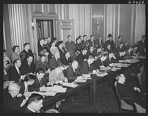 War Labor Board anthracite hearing. Members of the press at the National War Labor Board public hearing on January 15, 1943, on the anthracite strike