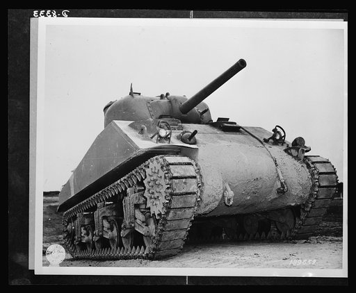M-4 tanks. M-4's are thoroughly tested before being shipped to the battlefront. The tank shown here, at the Aberdeen, Maryland, proving grounds carries both cannon and machine gun in the revolving turret. This is the welded hull construction
