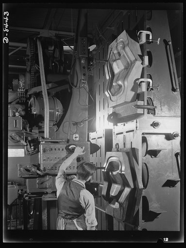 Production. B-17 heavy bomber. A Kellar machine duplicating a die for the making of B-17F (Flying Fortress) bomber parts at the Boeing plant in Seattle. This machine makes production dies, using plaster patterns as models. The Flying Fortress has performed with great credit in the South Pacific, ove