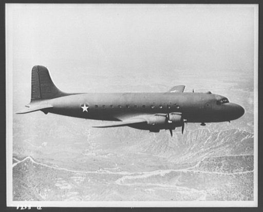 Douglas military aircraft Army. The Douglas C-54 is the military version of the commercial transport DC-4 used by the airline companies. It is a four-engined, low-wing monoplane designed for long-range personal transport. The commercial version was designed for forty day passengers and twenty-eight 
