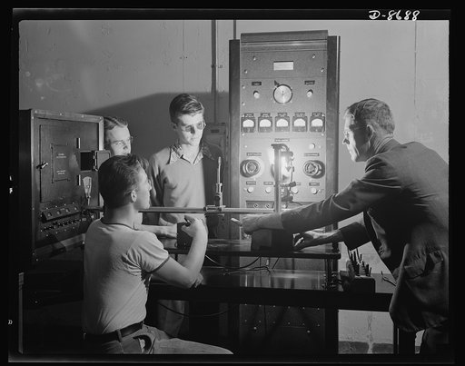 Science and research. Mineral prospecting. Speed in metallurgical analysis, to match the rapidity with which the nation arms itself, is possible through use of the spectrograph, a marvelous new machine used for study of materials through measurements of the arc of light they emit when heated. The al