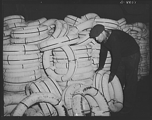 Transportation. Lend-lease shipments. Coils of copper wire, part of a lend-lease shipment, move from a pier to a United Nations freighter that will carry them together with other vital necessities to one of our allies