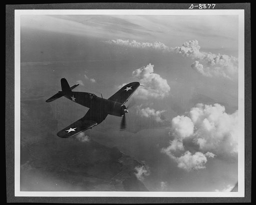 Aircraft. Naval. The Vought-Sikorsky "Corsair" (F4U-1) Navy fighter, is one of the fastest warplanes in existence. Powered by a 2,000 horsepower Pratt and Whitney engine, it has a cruising speed in excess of 425 miles per hour. Its top speed is a military secret. Designed to protect the Navy's big b