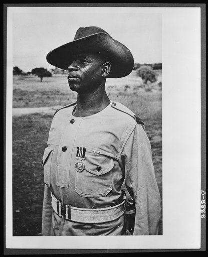 Decorated for gallantry in East African campaign. Private Seidu Issalia, Gold Coast Regiment, Royal West African Frontier Force, has received the military medal for bravery in the East African campaign. On January 4, 1941, while acting as runner to his platoon commander, he was shot through the groi