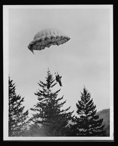Forest fire fighter. Para-fireman. This parachutist fights timber fires for the U.S. Forest Service. Much of his equipment is similar to that used at the battlefronts, since he encounters many of the same perils