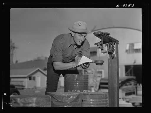Baseball players in war production. Outfielder Vince DiMaggio, of the Pittsburgh Pirates, has been working at the California Ship Building Corporation since last October. He's one of the many former athletic stars who are helping to smash the Axis by building the equipment needed by America's fighti