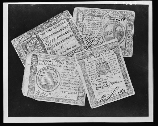 Inflation. Even before they declared themselves free and independent states, American colonies issued New York Dollars and Pennsylvania Shillings, then later Continental Dollars--all so largely un-supported by metallic standards that soon any worthless object came to be known as "Not worth a Contine
