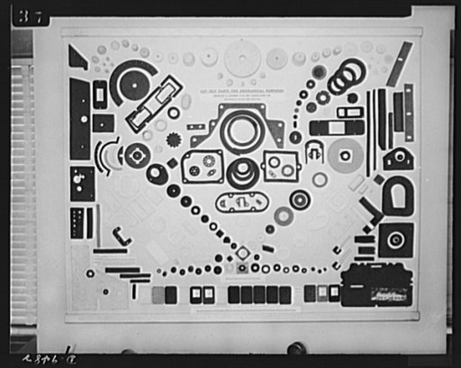 Wool replaces rubber. A wool felt exhibit, illustrating "mechanical type" felt in some of the many forms in which it appears for use with machinery as a substitute for rubber parts