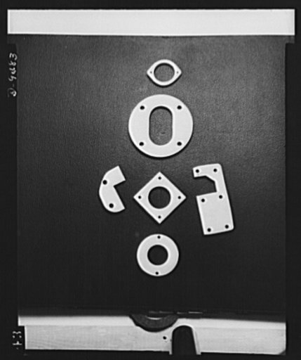 Wool replaces rubber. Wool felt, a proven substitute for rubber in washers and gaskets for machinery, may be "tailored" as shown above to meet tolerances of a few thousands of an inch for a variety of sizes and shapes. Physical properties such as resiliency, tensile strength, etc., are "made to orde