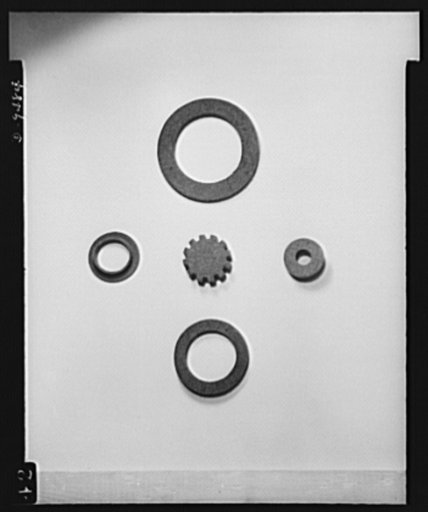 Wool replaces rubber. Wool felt, a proven substitute for rubber in washers and gaskets for machinery, may be "tailored" as shown above to meet tolerances of a few thousands of an inch for a variety of sizes and shapes. Physical properties such as resiliency, tensile strength, etc., are "made to orde