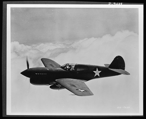 Planes in flight. The P-40 single-engine fighter plane--which the British have used in its various models as the "Tomahawk," "Kittyhawk" and "Warhawk"--is a fast pursuit ship in the 400-mile-per-hour class. It has an approximate service ceiling of 30,000 feet and a range of about 900 miles. Carrying