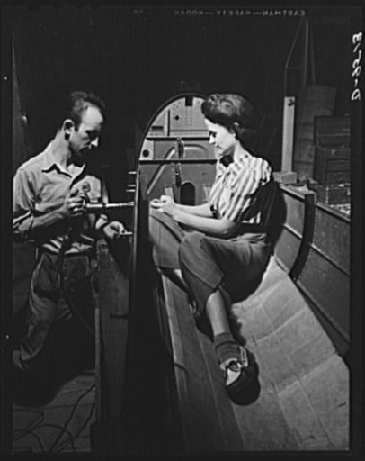 Production. BT-13A ("Valiant") basic trainers. Woman bucking rivets on a "Valiant" basic trainer at Vultee's Downey, California plant. At the Downey plant is made the BT-13A ("Valiant") basic trainer--a fast, sturdy ship powered by a Pratt and Whitney Wasp engine