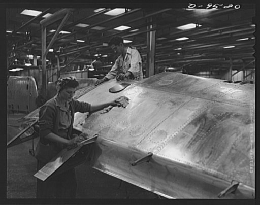 Production. BT-13A ("Valiant") basic trainers. Women at work on a wing section for a "Valiant" basic trainer at Vultee's Downey, California plant. At the Downey plant is made the BT-13A ("Valiant") basic trainer--a fast, sturdy ship powered by a Pratt and Whitney Wasp engine