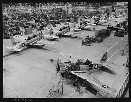 Production. BT-13A ("Valiant") basic trainers. Final assembly of "Valiant" basic trainers at Vultee's Downey, California plant. At the Downey plant is made the BT-13A ("Valiant") basic trainer--a fast, sturdy ship powered by a Pratt and Whitney Wasp engine