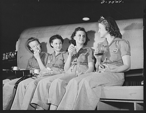 Production. A-31 ("Vengeance") dive bombers. Lunch time. Relaxing by their work--a fuselage section of a Vultee "Vengeance" dive bomber made at Vultee's Nashville Division--four women workers enjoy a well-earned lunch. The "Vengeance" (A-31) was originally designed for the French. It was later adopt