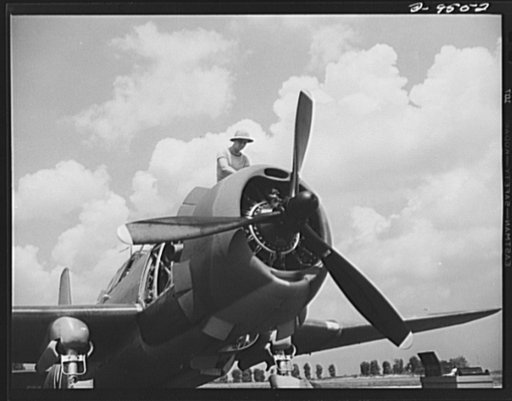 Production. A-31 ("Vengeance") dive bombers. Motor adjustment. On top of the engine, a flight service mechanic is shown adjusting the motor on the "Vengeance" dive bomber manufactured at the Nashville Division of Vultee Aircraft Inc. The "Vengeance"(A-31) was originally designed for the French. It w