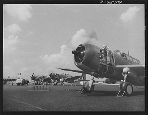 Production. A-31 ("Vengeance") dive bombers. Motor tune-up. Flight service workers are shown here tuning up the engines of "Vengeance" dive bombers manufactured at Vultee's Nashville Division. The "Vengeance" (A-31) was originally designed for the French. It was later adopted by the RAF (Royal Air F