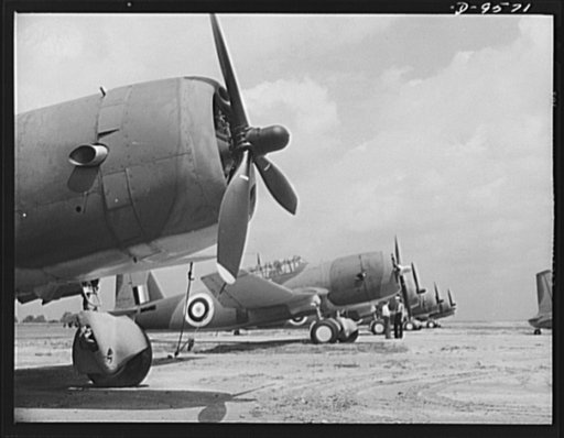 Production. A-31 ("Vengeance") dive bombers. Ready to flight. Vultee "Vengeance" dive bombers for the British being staked down on the flight line ready for delivery. The "Vengeance" (A-31) was originally designed for the French. It was later adopted by the RAF (Royal Air Force) and still later by t