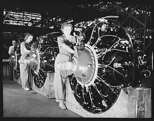Production. A-31 ("Vengeance") dive bombers. Spark-plug installation. Women workers are shown installing spark plugs in the powerful Wright "double cyclone" engine used in the Vultee "Vengeance" dive bomber manufactured at Vultee's Nashville Division. The "Vengeance" (A-31) was originally designed f
