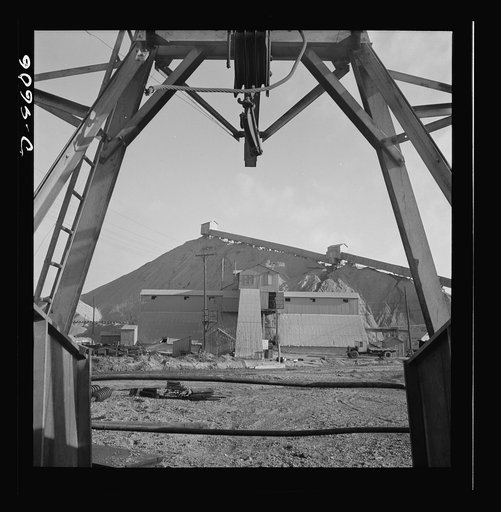 Production. Zinc. A mountain of waste rock grows steadily outside a zinc concentrator. From the Eagle-Picher plant near Cardin, Oklahoma, come great quantities of zinc and lead to serve many important purposes in the war effort