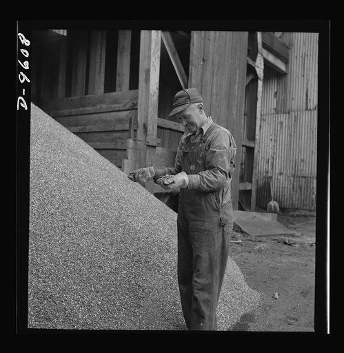 Production. Zinc. A pile of zinc concentrate ready for shipment to the smelter. From the Eagle-Picher plant near Cardin, Oklahoma, come great quantities of zinc and lead to serve many important purposes in the war effort