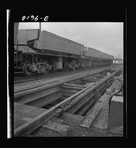 Production. Zinc. Cars for transporting zinc and lead ore are dumped at this point in a large concentrator. From the Eagle-Picher plant near Cardin, Oklahoma, come great quantities of zinc and lead to serve many important purposes in the war effort