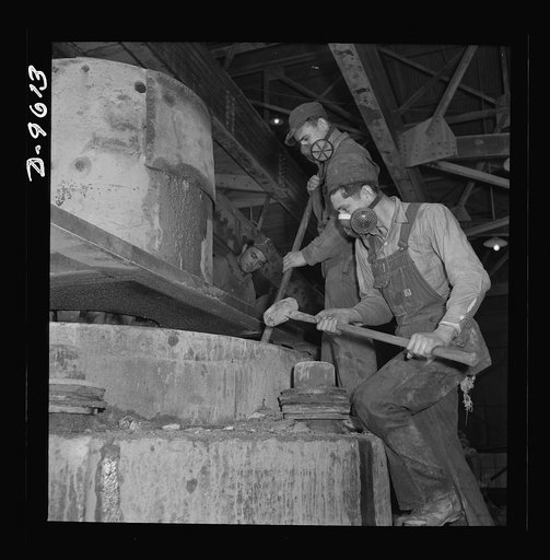 Production. Zinc. Tending a rock crusher at a large zinc concentrator. From the Eagle-Picher plant near Cardin, Oklahoma, come great quantities of zinc and lead to serve many important purposes in the war effort