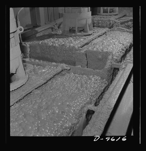 Production. Zinc. Flotation machines at a large zinc concentrator. From the Eagle-Picher plant near Cardin, Oklahoma, come great quantities of zinc and lead to serve many important purposes in the war effort