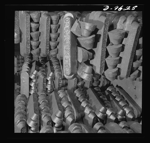 Production. Zinc. Pig lead produced at a large smelting plant. From the Eagle-Picher plant near Cardin, Oklahoma, come great quantities of zinc and lead to serve many important purposes in the war effort