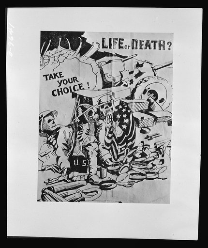 Death unless you surrender. Here is a leaflet giving Japan's ultimatum to the Filipino people. In reply, the Filipinos threw their entire resources and manpower into the struggle on the side of the United States