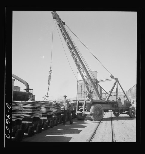 Production. Copper (refining). Sheets of copper produced by electrolysis at a large refining operation. These will be melted and cast into ingots. Large amounts of copper are produced for the war effort at the El Paso, Texas plant of Phelps-Dodge Refining Company