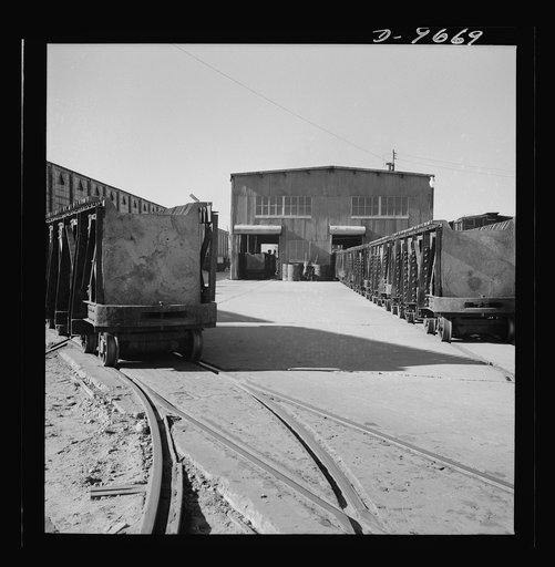 Production. Copper (refining). Transfer cars at a large copper refining operation. Large amounts of copper are produced for the war effort at the El Paso, Texas plant of Phelps-Dodge Refining Company