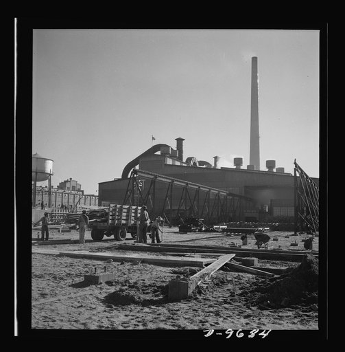 Production. Copper (refining). Yard scene at a large copper refining operation. Large amounts of copper are produced for the war effort at the El Paso, Texas plant of Phelps-Dodge Refining Company