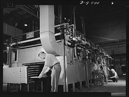 Dehydration. Potatoes. A batch of dehydrated potatoes is inspected by Horace Campbell, chief of the Vegetable Section at the Western Regional Research Laboratory in Albany, California. Four to seven hours of dehydration are required before all moisture is removed from the potatoes