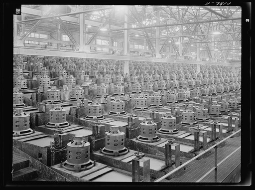 Production. Copper. Flotation machines at one of the copper concentrators of the Utah Copper Company. Its plants at Magna and Arthur in Utah are treating vast quantities of the copper so vital for war purposes