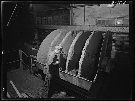 Production. Copper. Disc-type filters which remove moisture from the copper concentrates at the Arthur mill of the Utah Copper Company. Following this treatment the ore is ready for shipment to the Garfield, Utah smelter of the American Smelting and Refining Company