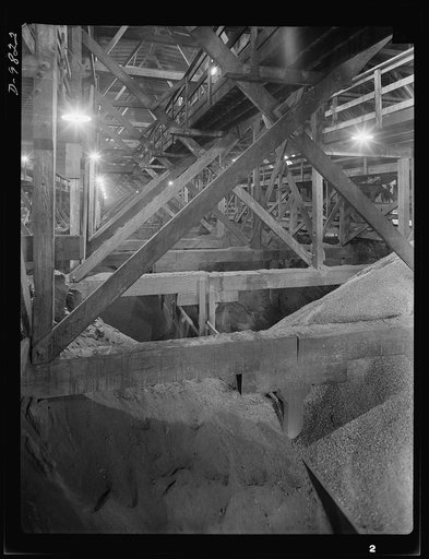 Production. Copper. Copper concentrates storage bins at the Garfield, Utah smelter of the American Smelting and Refining Company
